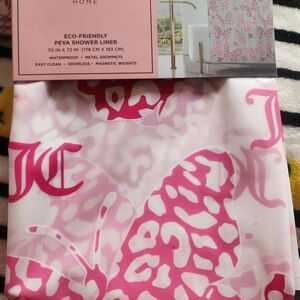 Juicy Couture Pink and White Butterfly Pattern PEVA Shower Liner
